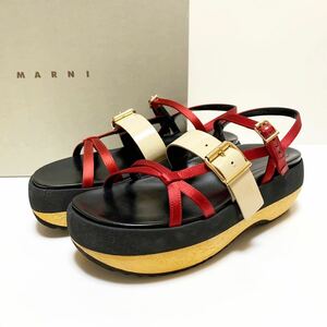 ☆未使用 マルニ MARNI プラットフォーム ストラップ サンダル size 37 イタリア製 ウェッジソール 厚底