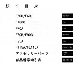 YAMAHA　ヤマハ 4サイクル船外機 F５０H~FL１１５A　’ 1４ パーツカタログ 中古未使用に近い 　