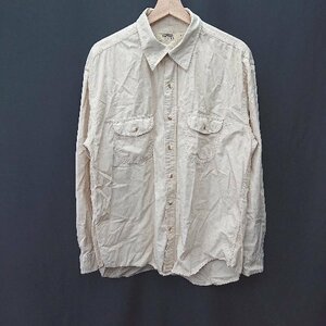 ◇ ◎ KANSAI JEANS カンサイジーンズ コットン100％ シンプル 長袖 シャツ サイズLL ベージュ メンズ E