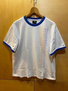 古着 ADIDAS アディダス リンガー Tシャツ 白 青 L