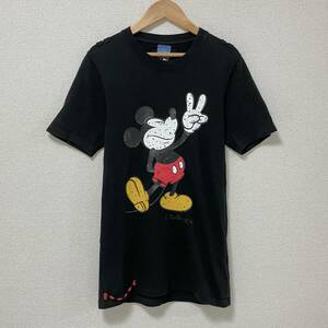 名作 Roen × DISNEY ミッキー ロゴ 刺繍 Tシャツ ブラック 黒 44サイズ 日本製 ロエン MICKEY 半袖 カットソー Tee 4080340