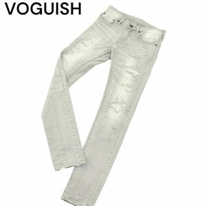 VOGUISH ヴォーギッシュ ルパート クラッシュ&USED加工★ ストレッチ スキニー デニム パンツ ジーンズ Sz.S　メンズ グレー　A4B02247_5#R