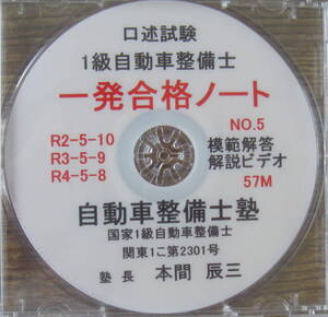 国家試験　１級自動車整備士　２次(口述試験)　最新(Ｒ２、Ｒ３、Ｒ４)試聴視版　収録時間　５７分間