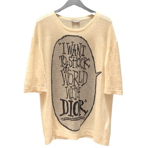 クリスチャン・ディオール Christian Dior Dior × SHAWN STUSSY ニットTシャツ 033M633AT376 アイボリー 半袖シャツ メンズ 中古