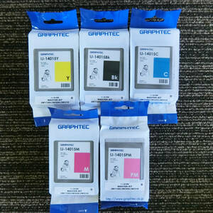 ●5色セット GRAPHTEC グラフテック インクタンク IJ-14015Y/BK/C/M/PM　適合機種：JW1100/JW300/JW310