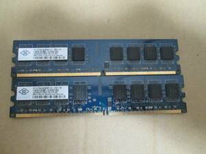 NANYA メモリ★DDR2　PC2-5300U-555★両面実装1GB×2枚