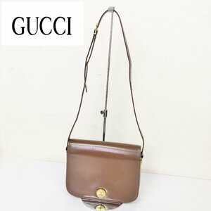 gucci/ショルダーバッグ/レザー/ゴールドロック金具/オールドグッチ/ヴィンテージ/ブラウン系/レディース