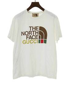 GUCCI×THE NORTH FACE グッチ ノースフェイス ロゴプリントオーバーサイズTシャツ 615044 XJDBZ ホワイト XS ITBNSLX1HEI8