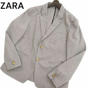 美品★ ZARA ザラ マン 現行タグ 通年 金ボタン ストレッチ テーラード ジャケット ブレザー Sz.XL　メンズ 灰 大きいサイズ　C4T02131_3#O