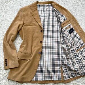 バーバリーブラックレーベル『秋の主役』 BURBERRY BLACK LABEL テーラードジャケット M ノバチェック 山羊革 レザー 色気◎ スエード 秋冬