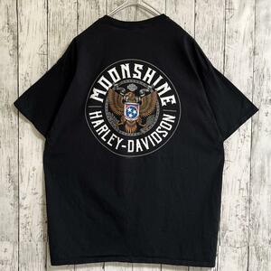 HARLEY DAVIDSON ハーレーダビッドソン Tシャツ 黒 ブラック XL イーグル サークルロゴ US古着 アメカジ HTK3381