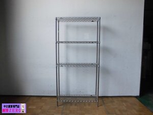 中古厨房 エレクター 業務用 ERECTA スチールラック 4段ラック フリーラック 棚 天地4段 W905×D305×H1890mm 調節脚＋25mm