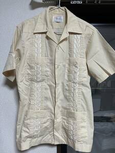 vintage キューバシャツ　Cuba shirt 襟芯入り　刺繍　柄 50s 60s 70s 80s 古着　ヴィンテージ