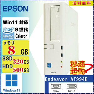 EPSON Endeaver AT994E Celeron G4900 8GB SSD320GB HDD 500GB Win11Pro 64bit [1582]