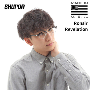 【50-22-5 3/4】シュロン SHURON アメリカ製 メガネフレーム ブラック×デモレンズ RONSIR REVELATION メガネ 伊達眼鏡 メンズ 男性