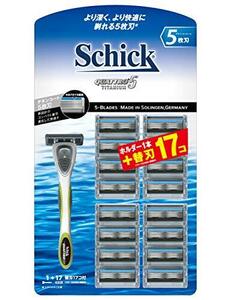 Schick(シック) 5枚刃 クラブパック (ホルダー(刃付き) 替刃 16コ付) ドイツ製 替刃 クアトロ5 シェービング カミソリ 髭剃り