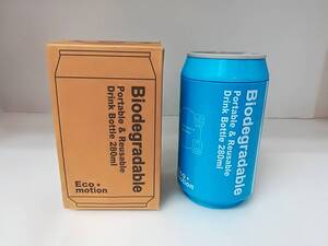 ■未使用 Biodegradable Portable&Reusable ドリンクボトル 280ml ブルー Eco+motion 生分解可能 二重構造 密封設計 アンドグラッド