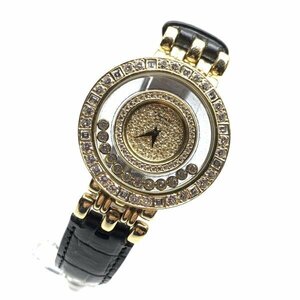 CHOPARD ショパール ハッピーダイヤ 1159/1 腕時計 K18YG 750 レザーバンド 2針 ダイヤモンド 35mm クオーツ 男女兼用 管理RY24000619