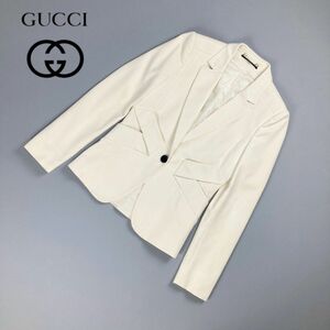 GUCCI グッチ デザインテーラードコットンジャケット 総裏 レディース 白 ホワイト サイズ40*OC792