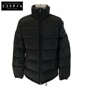 美品/国内正規/22年製 PRADA プラダ SGY091 三角ロゴプレート ダウン ジャケット 46 ブラック メンズ