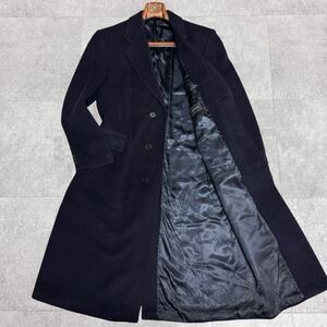 最高級40万円◎別格級カシミヤ100％!!!本場英国の伝統 BURBERRY/バーバリー ロングチェスターコート 圧倒的ラグジュアリー ネイビー 42R