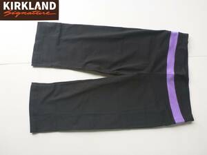 新品 KIRKLAND　カークランド★黒×ラベンダー　ストレッチ抜群　スポーツウェア　パンツ　レディース XL　大きめ　ハーフパンツ