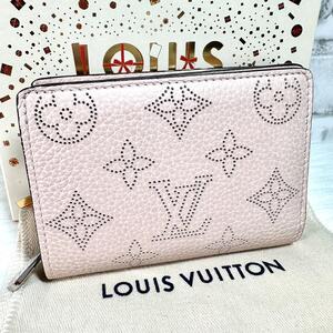 極美品 ルイヴィトン マヒナ 二つ折り 財布 ポルトフォイユ クレア マグノリア LOUIS VUITTON モノグラム ラウンドジップ ピンク M80629