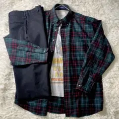 90s 〜 PENDLETON チェックウールシャツ　チェックシャツ　長袖　緑