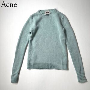 Acne アクネ　ニット　セーター長袖　プルオーバーローゲージ　トップス　総ウール　クルーネック　ライトブルー　レディース