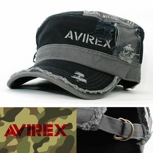 ワークキャップ 帽子 AVIREX DAMAGE WARK CAP アヴィレックス ブラック 80315500-80 USA アビレックス ミリタリー アメリカ