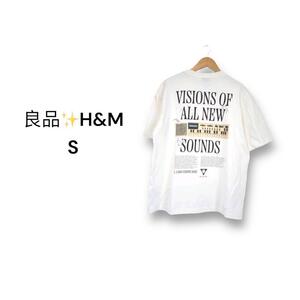 エイチアンドエム H&M バックプリント Tシャツ【S】ルーズフィット クリーム