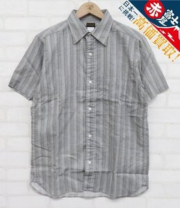 8T6629【クリックポスト対応】未使用品 ATLAST&CO 303 半袖ストライプシャツ アットラスト