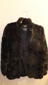 ★CECIL Mc BEE★ Ladies Black Rabbit fur Jacket セシルマクビーレディースファー毛皮ジャケットトップスサイズ9AR　USED IN JAPAN　黒