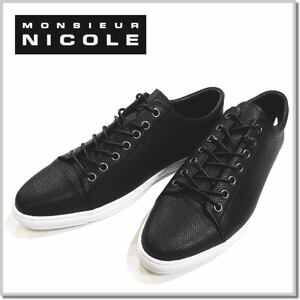 ムッシュニコル MONSIEUR NICOLE ジオメトリック レザースニーカー 3862-7002-49(BLACK)-26.5㎝ 革靴 シューズ