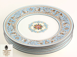 洋食器　WEDGWOOD　ウェッジウッド　FLORENTINE TURQUOISE　プレート　5客　径17.6ｃｍ　A0106