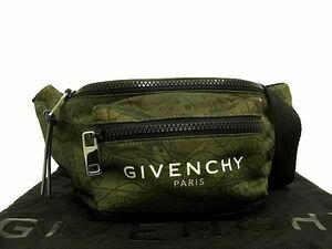 1円 ■美品■ GIVENCHY ジバンシィ ナイロン ボディバッグ ウエストバッグ ウエストポーチ メンズ グリーン系 FD9542