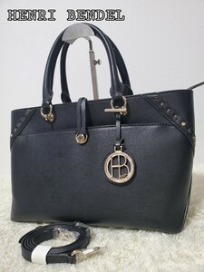 美品　HENRI BENDEL トートバッグ　2way　スタッズ　チャーム ショルダーバッグ ハンドバッグ レザー