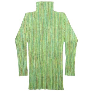 極美品 90s 1996 Vintage ヴィンテージ プリーツプリーズ PLEATS PLEASE ISSEY MIYAKE 総柄 ハイネック トップス カットソー 長袖 緑◎ME4