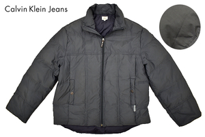 A-3759★Calvin Klein Jeans カルバンクライン ジーンズ★正規品 グレー フード収納 フーディ 上質 軽量 ダウンジャケット ジャンパー Ｌ