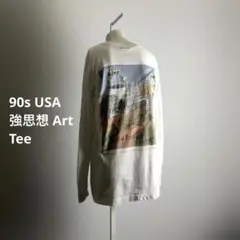 US 90s 80s ロンT アート レイヴ ☺︎ 長袖Tシャツ Tee G437