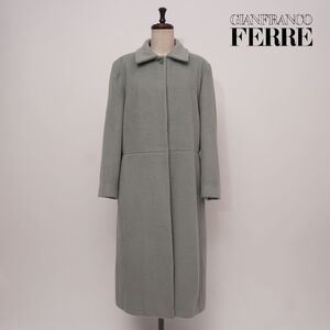 GIANFRANCO FERRE STUDIO ジャンフランコフェレ ステンカラーコート カシミヤ混 アンゴラ ウール 総裏 ミントグリーン サイズL*WC1393