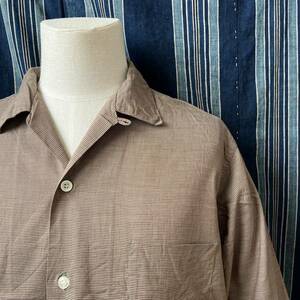 60s a galey lord long sleeve shirt border 60年代 a galey lord 開襟 オープンカラー ボックス シャツ アメリカ製