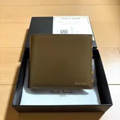 Paul Smith 現行品　新品　ブライトストライプトリム　二つ折り財布　茶