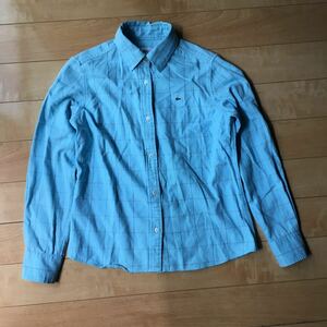 ラコステ カラーシャツ 日本製 567-1-342 レディース 40 ブルー 緑ワニ