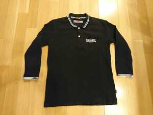 LONSDALE ロンズデール/七分丈 ポロシャツ 黒色 Mサイズ(小さめSより)送料レターパックプラス520円 検索 パンク 666 イングランド