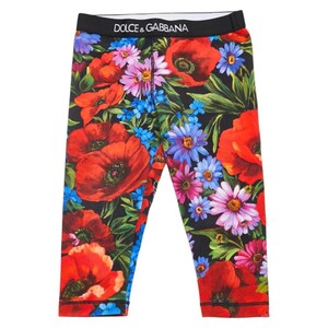 ドルチェアンドガッバーナ フラワー 花柄 タイツ サイズ：12-18 ブラック マルチカラー コットン ポリウレタン DOLCE&GABBANA 【中古】