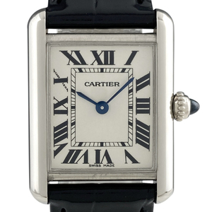 カルティエ CARTIER タンク ルイ SM ローマン W1541056 腕時計 WG レザー クォーツ アイボリー レディース 【中古】