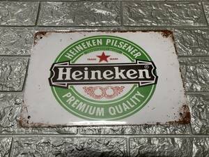 ブリキ看板20×30cm Heineken ハイネケン アメリカンガレージ看板 インテリア・アンティーク雑貨★TINサイン★ 