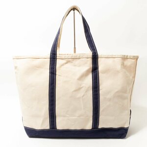 【1円スタート】L.L.Bean エルエルビーン U.S.A.製 Boat and Tote トートバッグ 肩掛け ネイビー 生成り コットンキャンバス 大容量 定番