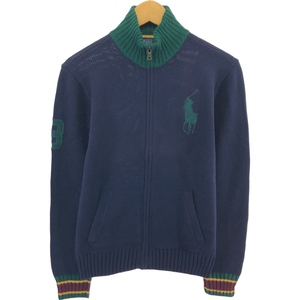 古着 ラルフローレン Ralph Lauren POLO by Ralph Lauren ビッグポニー コットンニットフルジップセーター レディースL相当 /eaa511384